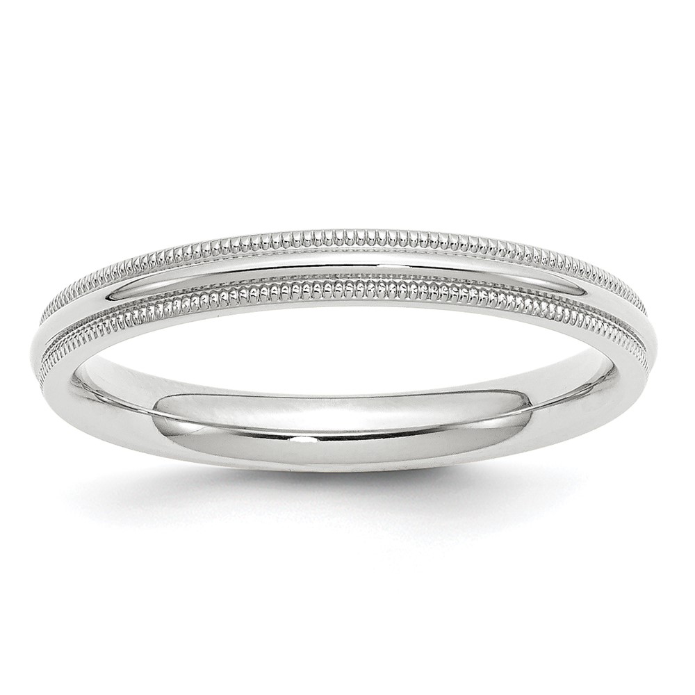 10k White Gold 3mm Milgrain Half Round Comfort Fit Wedding Band Size 5 (1WMC030-5)