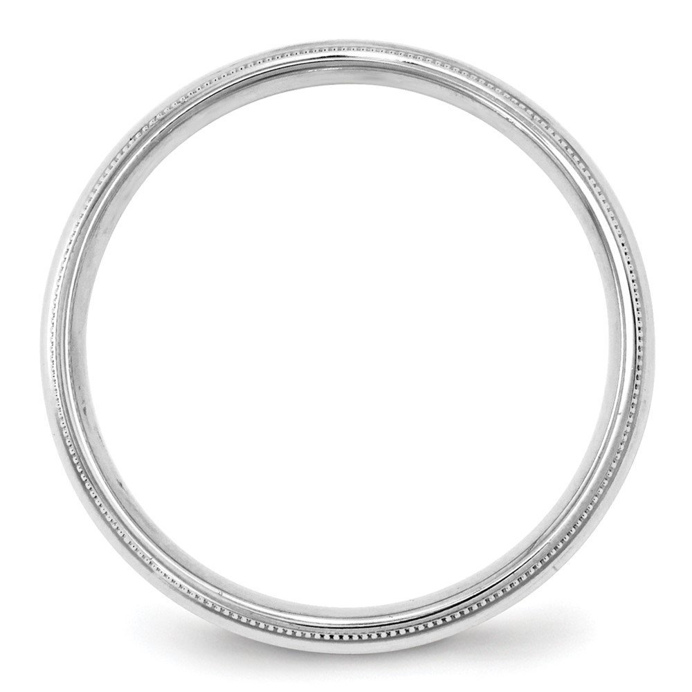 14k White Gold 4mm Milgrain Half Round Comfort Fit Wedding Band Size 8 (WMC040-8)