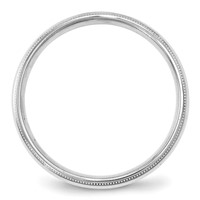 14K White Gold 4mm Milgrain Half Round Comfort Fit Wedding Band view 2
