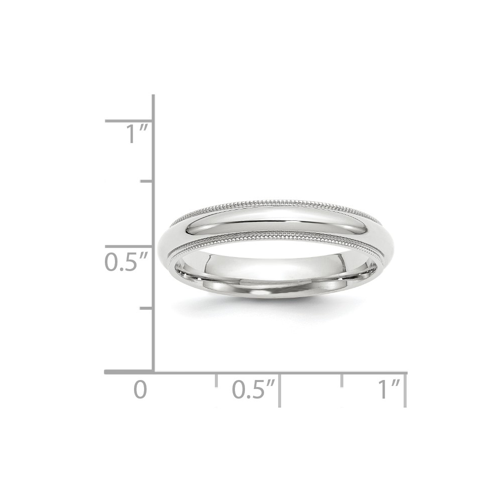 14k White Gold 4mm Milgrain Half Round Comfort Fit Wedding Band Size 8 (WMC040-8)