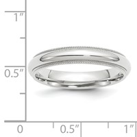 14K White Gold 4mm Milgrain Half Round Comfort Fit Wedding Band view 3
