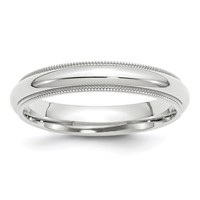 14K White Gold 4mm Milgrain Half Round Comfort Fit Wedding Band view 1