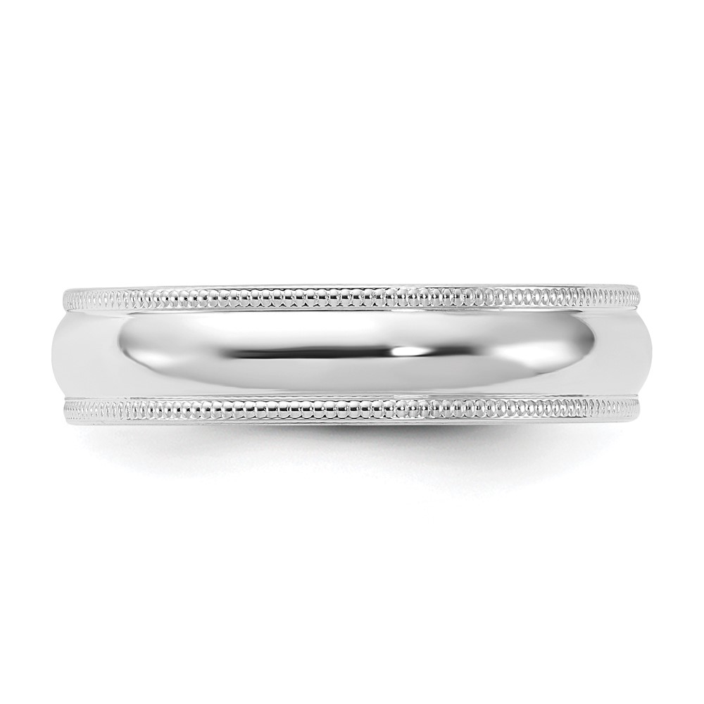 10k White Gold 5mm Milgrain Half Round Comfort Fit Wedding Band Size 10.5 (1WMC050-10.5)