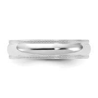 14K White Gold 5mm Milgrain Half Round Comfort Fit Wedding Band view 4