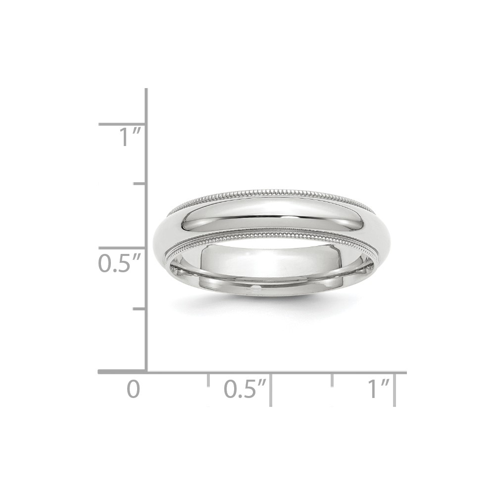 10k White Gold 5mm Milgrain Half Round Comfort Fit Wedding Band Size 10.5 (1WMC050-10.5)