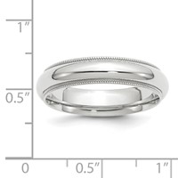 14K White Gold 5mm Milgrain Half Round Comfort Fit Wedding Band view 2