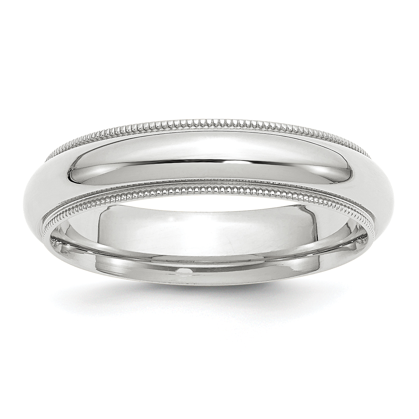 10k White Gold 5mm Milgrain Half Round Comfort Fit Wedding Band Size 10.5 (1WMC050-10.5)