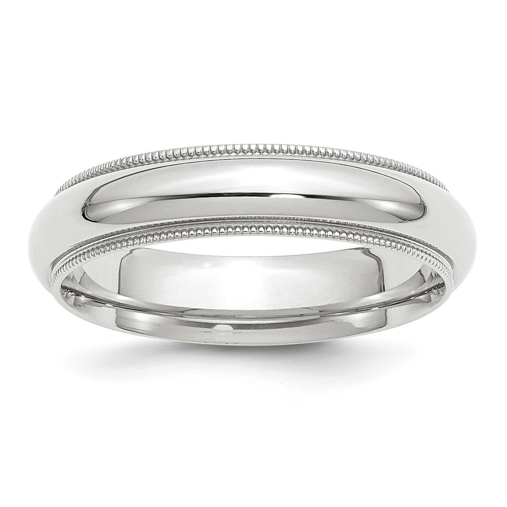 10k White Gold 5mm Milgrain Half Round Comfort Fit Wedding Band Size 10.5 (1WMC050-10.5)