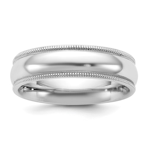 14K 5.5mm White Gold Milgrain Comfort Fit Band, Size 5