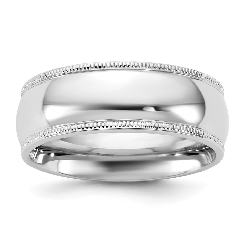14K 7mm White Gold Milgrain Comfort Fit Band