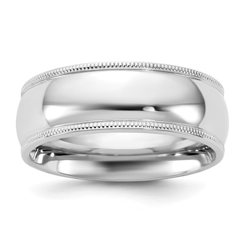 14K 7mm White Gold Milgrain Comfort Fit Band, Size 5