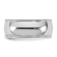 14K 8mm White Gold Milgrain Comfort Fit Band view 3