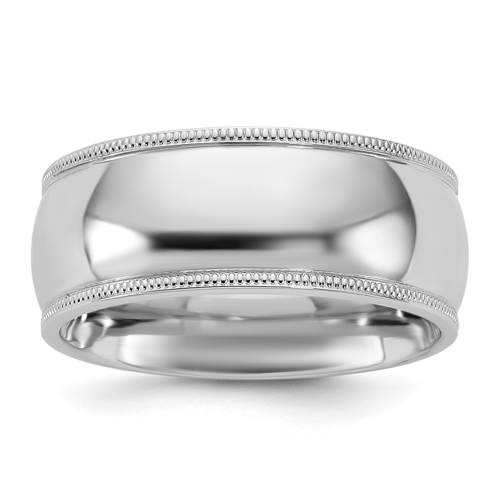 14K 8mm White Gold Milgrain Comfort Fit Band