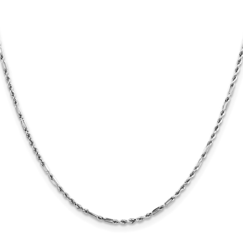 14K White Gold 18 inch  1.8mm Diamond-cut Milano Rope with Lobster Clasp Chain