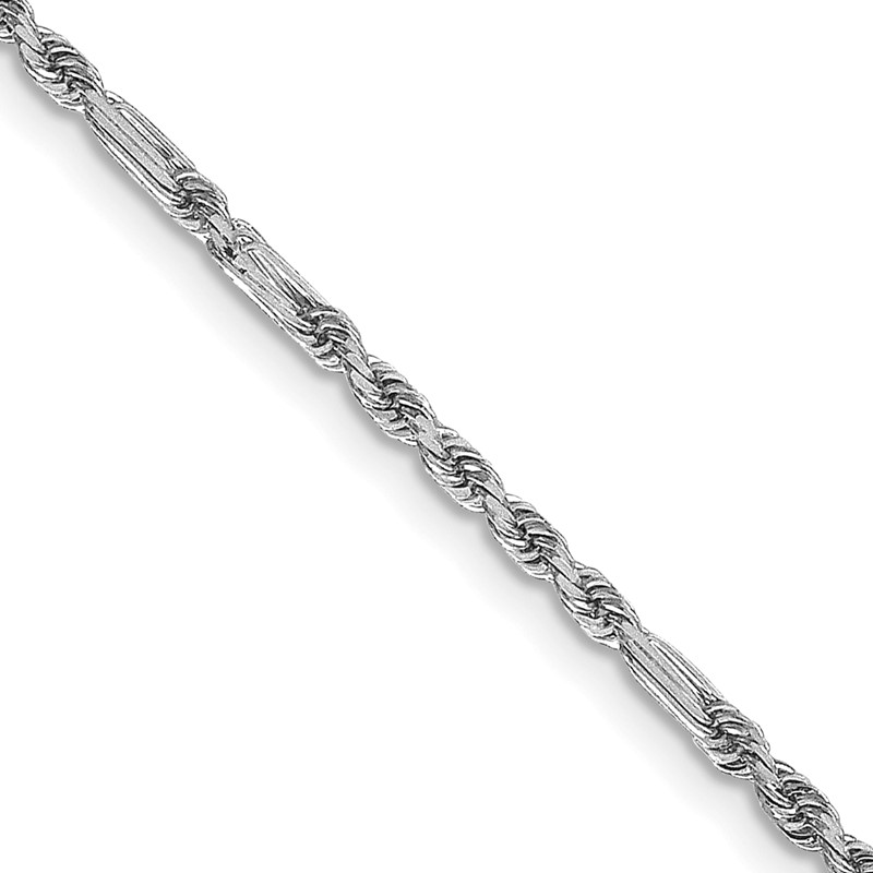 14K White Gold 18 inch  1.8mm Diamond-cut Milano Rope with Lobster Clasp Chain