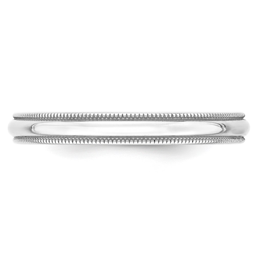 10k White Gold 3mm Lightweight Milgrain Half Round Wedding Band Size 6 (1WML030-6)