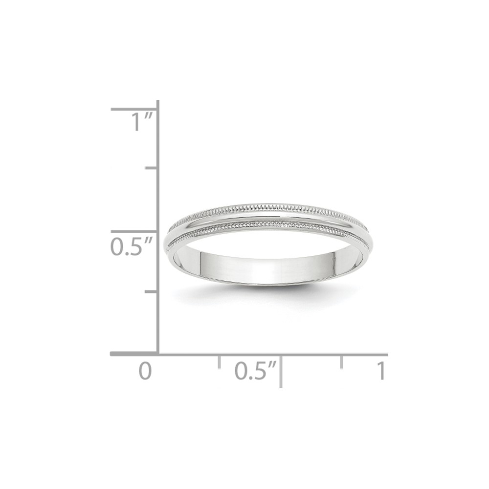 10k White Gold 3mm Lightweight Milgrain Half Round Wedding Band Size 6 (1WML030-6)