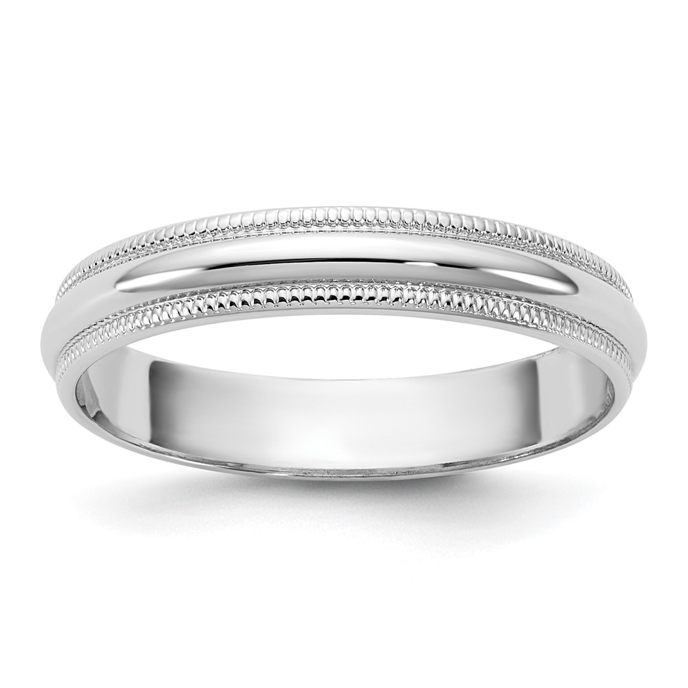 14K 3.5mm White Gold Ltw Milgrain Half Round Band