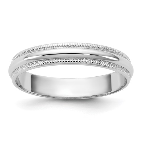 14K 3.5mm White Gold Ltw Milgrain Half Round Band, Size 6