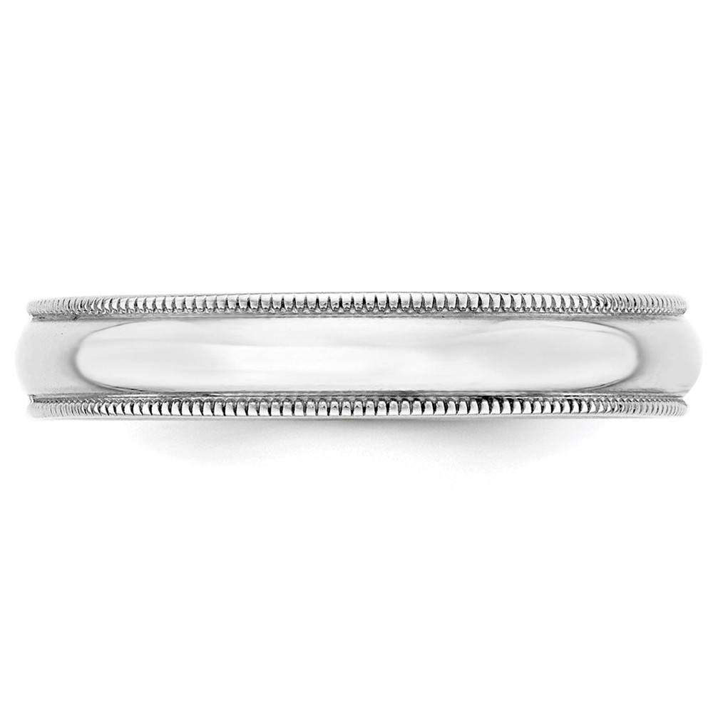 10k White Gold 4mm Lightweight Milgrain Half Round Wedding Band Size 7 (1WML040-7)