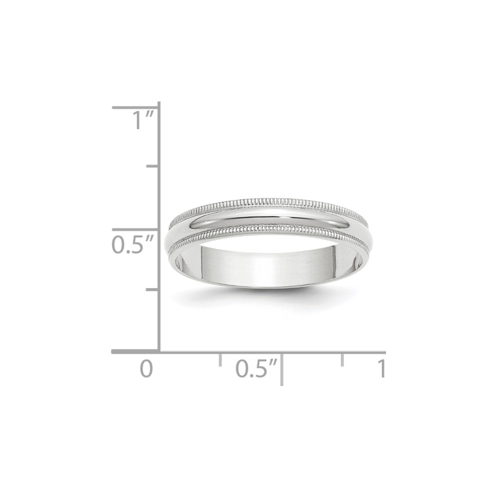 10k White Gold 4mm Lightweight Milgrain Half Round Wedding Band Size 7 (1WML040-7)