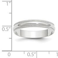 10K White Gold 4mm Lightweight Milgrain Half Round Wedding Band view 3