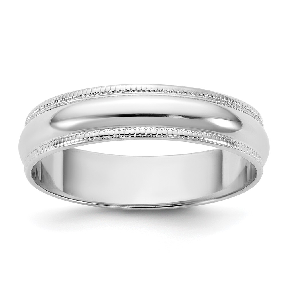 14K 4.5mm White Gold Ltw Milgrain Half Round Band