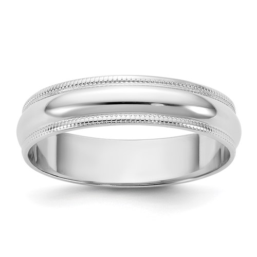 10K 4.5mm White Gold Ltw Milgrain Half Round Band, Size 4