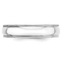 10K White Gold 5mm Lightweight Milgrain Half Round Wedding Band view 2