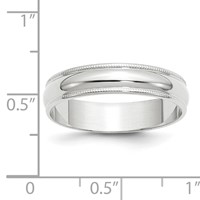 10K White Gold 5mm Lightweight Milgrain Half Round Wedding Band view 3
