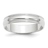 10K White Gold 5mm Lightweight Milgrain Half Round Wedding Band view 1