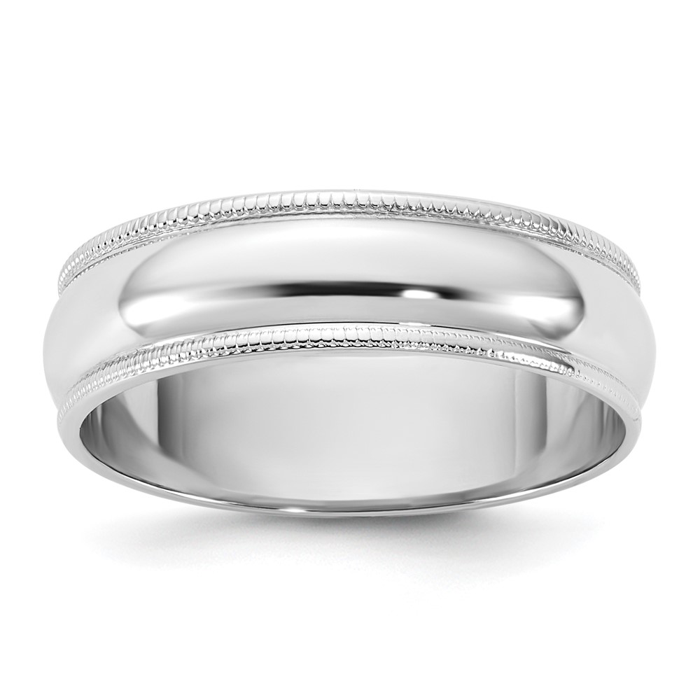 14K 5.5mm White Gold Ltw Milgrain Half Round Band