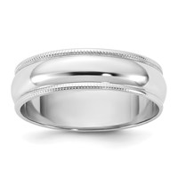14K 5.5mm White Gold Ltw Milgrain Half Round Band view 1