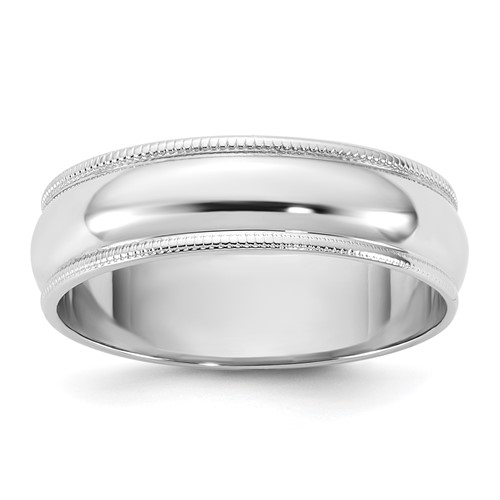 14K 5.5mm White Gold Ltw Milgrain Half Round Band, Size 5