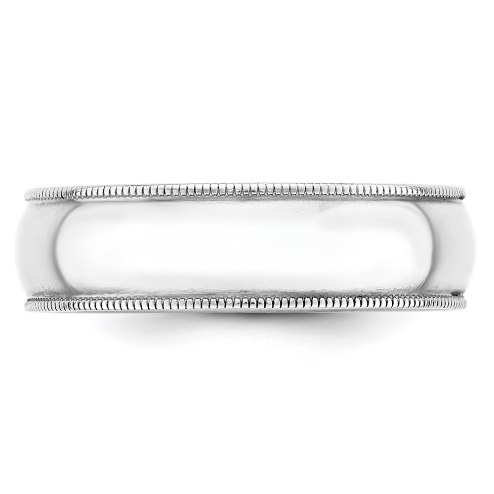 10k White Gold 6mm Lightweight Milgrain Half Round Wedding Band Size 11 (1WML060-11)
