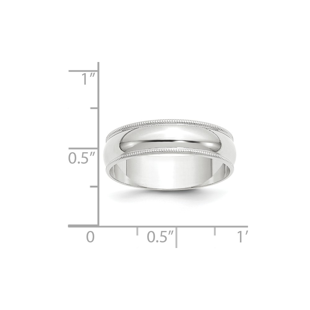 10k White Gold 6mm Lightweight Milgrain Half Round Wedding Band Size 11 (1WML060-11)