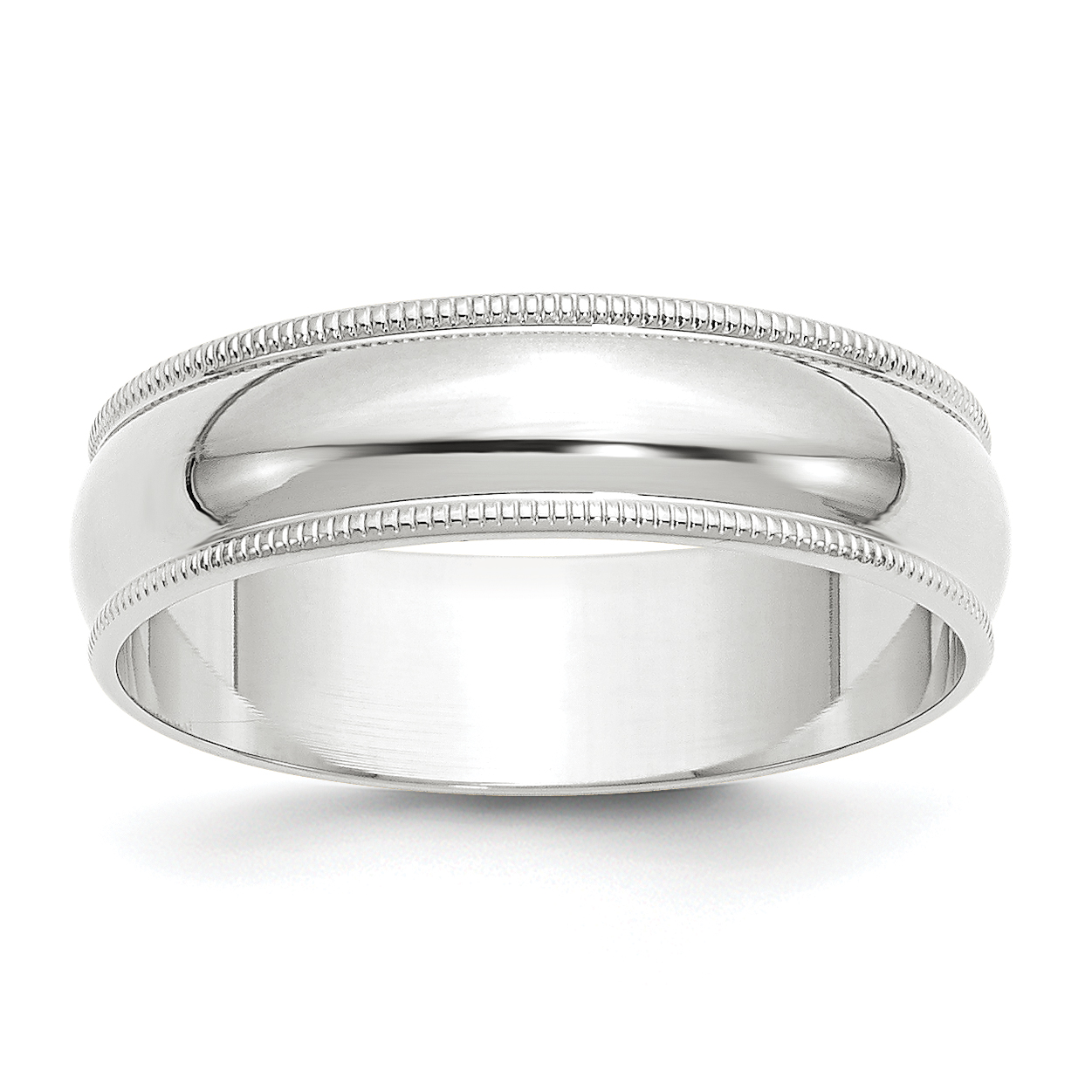 10k White Gold 6mm Lightweight Milgrain Half Round Wedding Band Size 11 (1WML060-11)