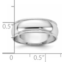 14K 6.5mm White Gold Ltw Milgrain Half Round Band view 4