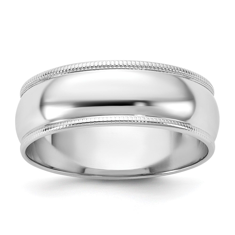 14K 6.5mm White Gold Ltw Milgrain Half Round Band