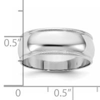 14K 7mm White Gold Ltw Milgrain Half Round Band - Size 5 view 4