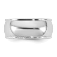 14K 8mm White Gold Ltw Milgrain Half Round Band view 3