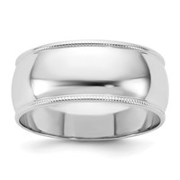 14K 8mm White Gold Ltw Milgrain Half Round Band view 1