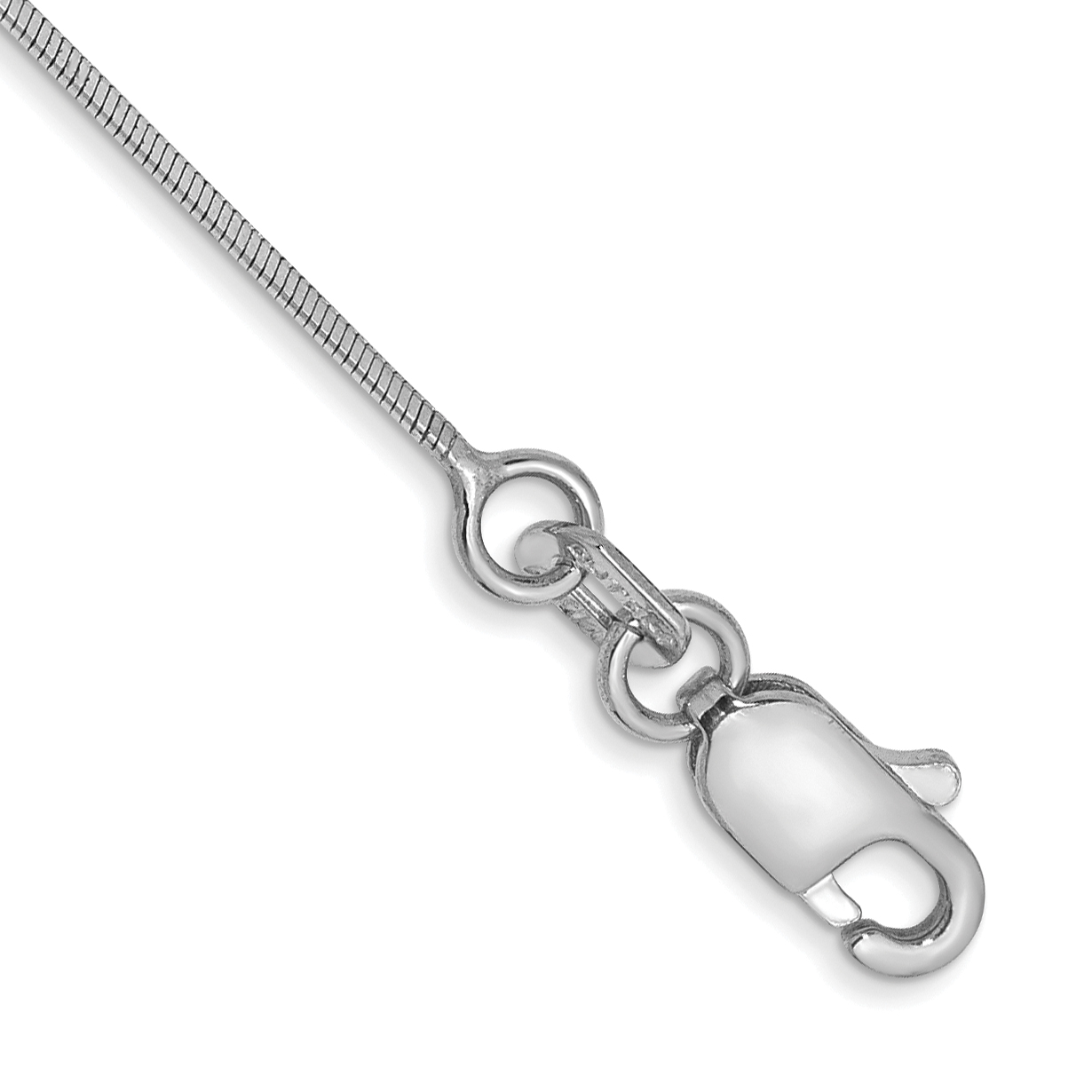 14K White Gold 7 inch .6mm Octagonal Snake with Lobster Clasp Bracelet (WOS080-7)