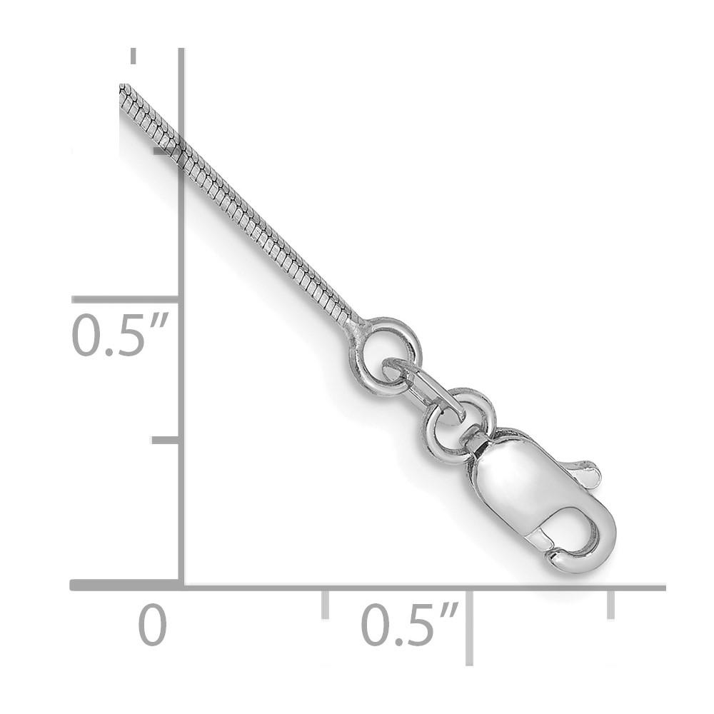 14K White Gold 9 inch 1mm Octagonal Snake with Lobster Clasp Anklet (WOS100-9)