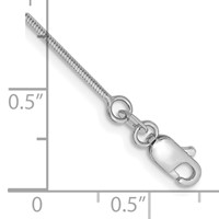 14K White Gold 1mm Octagonal Snake Anklet with Lobster Clasp, 9" view 2
