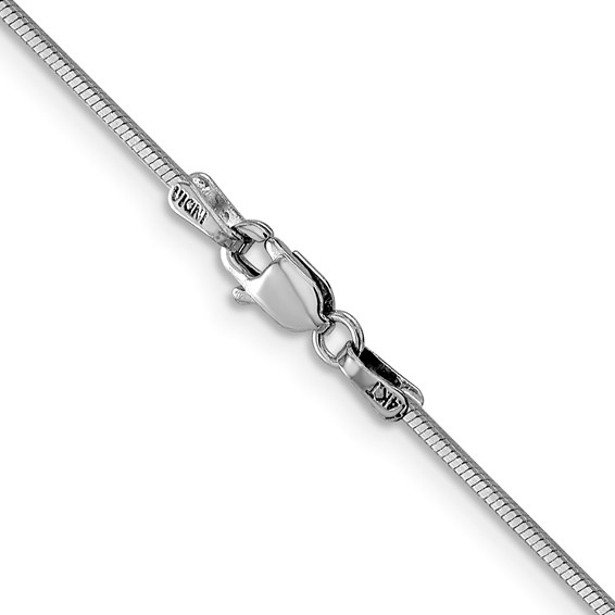 14K White Gold 1mm Octagonal Snake with Lobster Clasp Chain (per inch)