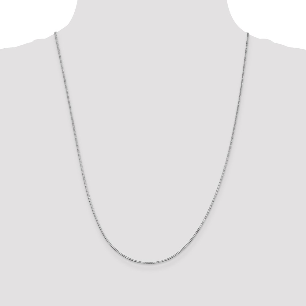 14K White Gold 24 inch 1mm Octagonal Snake with Lobster Clasp Chain (WOS150-24)