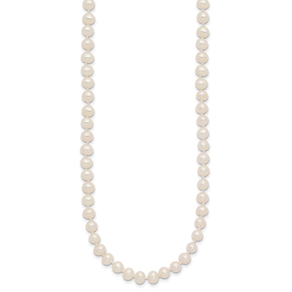 14k 4-5mm White Near-Round Freshwater Cultured Pearl 24 inch Necklace (WPN040-24)
