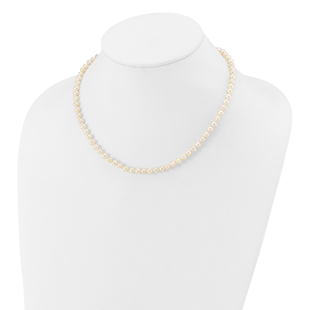 14k 4-5mm White Near-Round Freshwater Cultured Pearl 16 inch Necklace (WPN040-16)
