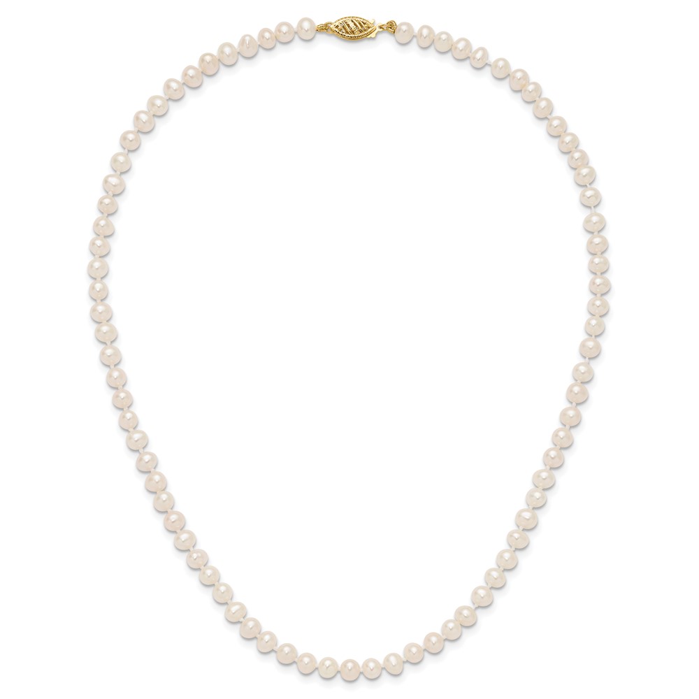 14k 4-5mm White Near-Round Freshwater Cultured Pearl 16 inch Necklace (WPN040-16)